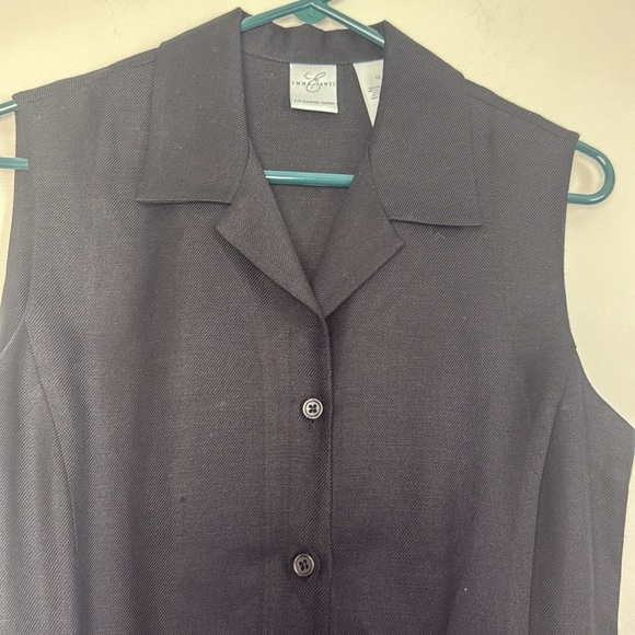 Emma James Black Sleeveless Sheath Button Down Dress with Collar and Belt - Picture 2 of 8